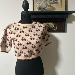 Charming Cream and Red Women's Sweater